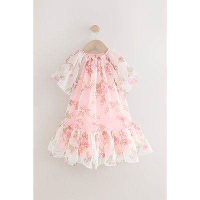 Robe de soirée froncée en organza à fleurs 3d NEXT