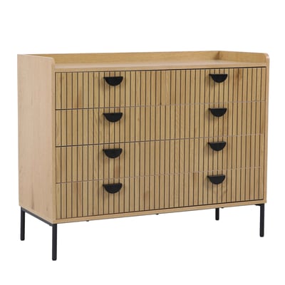 Commode à 5 tiroirs en MDF décor mélaminé 100 cm, ZELIE OVIALA