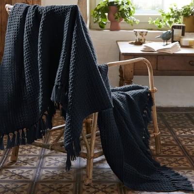 Plaid à franges 180x220 cm Polyéthylène Téréphtalate Camel EDEN