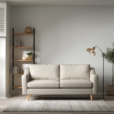 Rosa Curve Soft Woven 3 Seater Sofa with Light Wood Legs SO'HOME