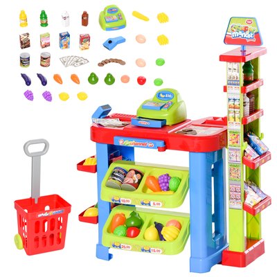 Jeu d'imitation commerçant caddie caisse enregistreuse + 45 accessoires HOMCOM