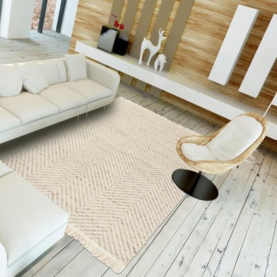 Tapis kilim tissé en laine motif simple TWILL UN AMOUR DE TAPIS