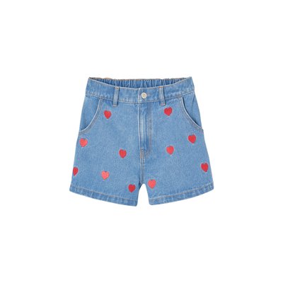 Short en jean motifs coeurs VERTBAUDET