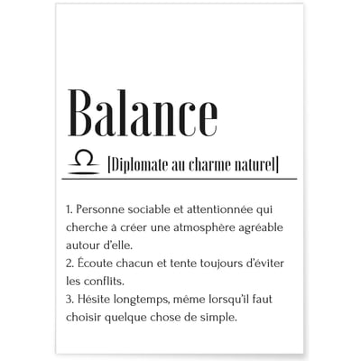 Affiche Définition Balance L'AFFICHERIE