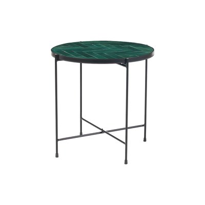 Table basse ronde en céramique vert foncé et métal noir D50 cm KOTTA MILIBOO