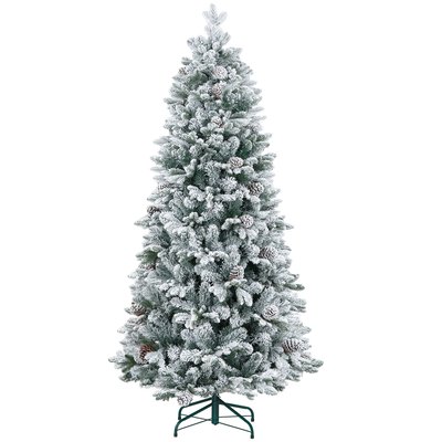 Sapin de Noël artificiel H.180 cm 1489 branches enneigées 33 pommes de pin HOMCOM