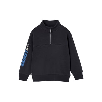 Sweat col camionneur sport motif basket sur manche VERTBAUDET
