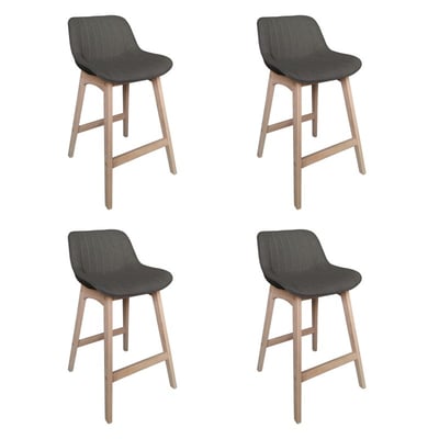 Lot de chaises d'îlot et bar en chêne et assise tissu 65cm MELLOW | Lot de 4 MOB IN