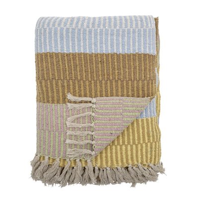 Plaid coton recyclé franges  Isnel BLOOMINGVILLE