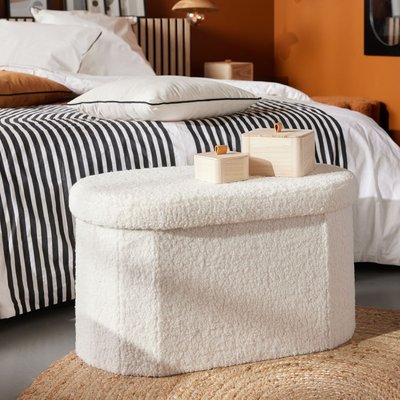 Banc coffre ovale en tissu bouclette MOKA TODAY