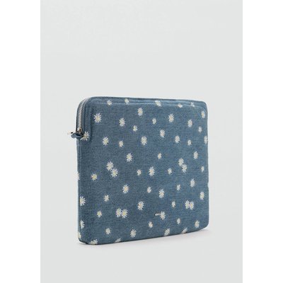 Housse denim broderie de fleurs MANGO