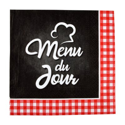 Lot de 20 serviettes en papier Menu du jour DOUCEUR D'INTÉRIEUR