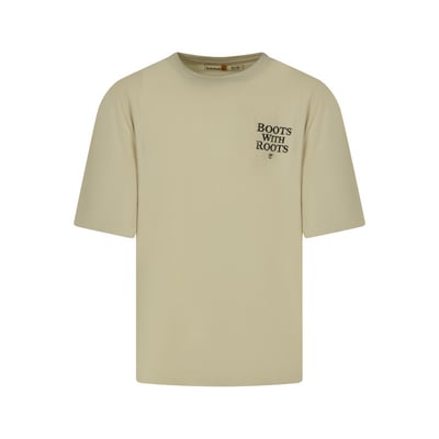 T-shirt en coton écru imprimé avec une coupe droite et des manches courtes TIMBERLAND