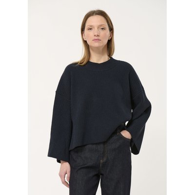 Pull bleu marine manches 7/8ème en coton biologique HUMILITY