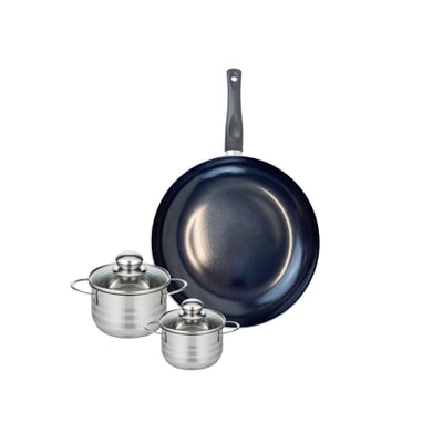 Batterie 1 poêle 32cm + 2 faitouts 12/14cm PRIMA BRILLANT ELO