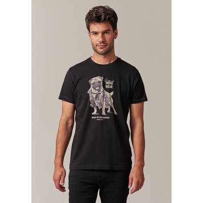 tshirt col rond avec bulldog avec une veste en jeans imprimé sur l devant DOGGY DEELUXE