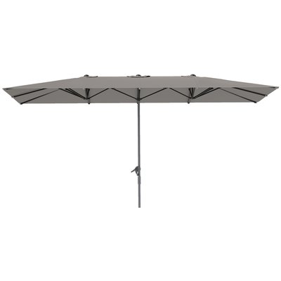Parasol de jardin grande taille dim. 4,51 x 2,64 m manivelle UPF 50+ gris OUTSUNNY