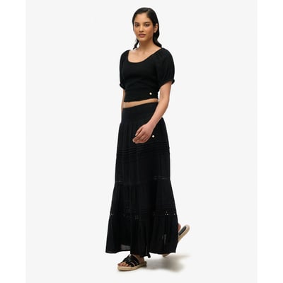 Jupe longue Ibiza en dentelle mélangée SUPERDRY