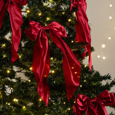 Set of 6 19cm Clip-on Satin Bows in Red SO'HOME