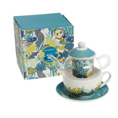 Coffret théière égoïste en   en verre et en porcelaine-MANATEA AMADEUS