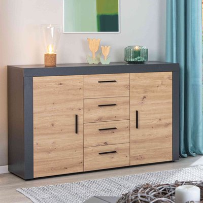 Commode 2 portes 4 tiroirs en bois TERRE DE NUIT
