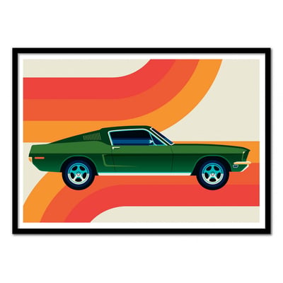 Affiche d’art et cadre noir 50 x 70 cm - Green vintage sports car - Bo Lundberg WALL EDITIONS