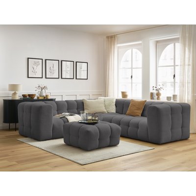 Canapé d'angle fixe 5 places en tissu avec pouf, CLOUD BOBOCHIC