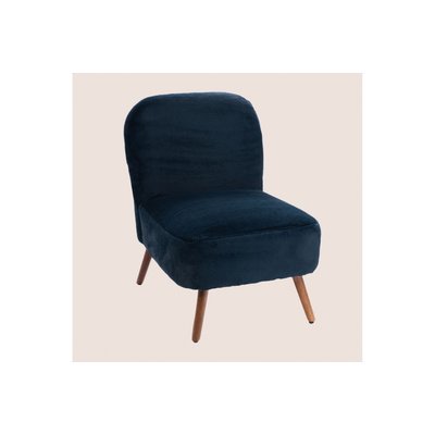 Fauteuil en tissu peluche uni et pieds en bois - INDIEN AMADEUS