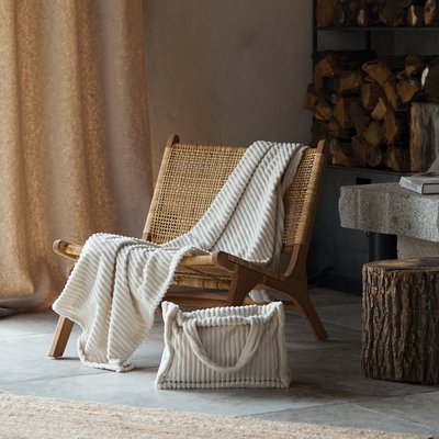 Ensemble sac et plaid doux côtelé HOME MAISON