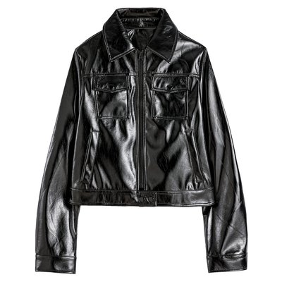 Куртка короткая на молнии из блестящей искусственной кожи LA REDOUTE COLLECTIONS