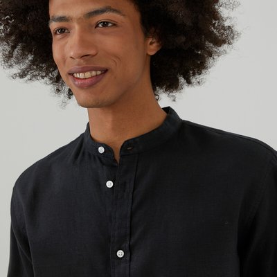 Chemise droite, col mao en lin, Signature AURELE LA REDOUTE COLLECTIONS