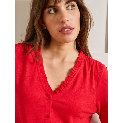 T-shirt col V boutonné lin et viscose CYRILLUS