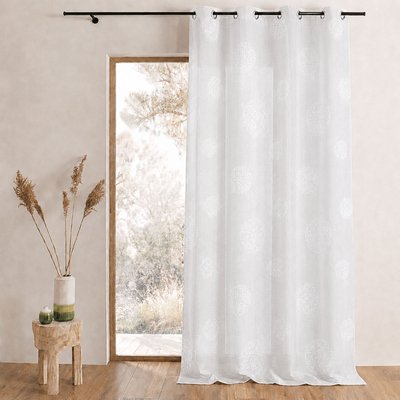 Voilage en Etamine Brodé ronds fils fil textile brillants HOME MAISON