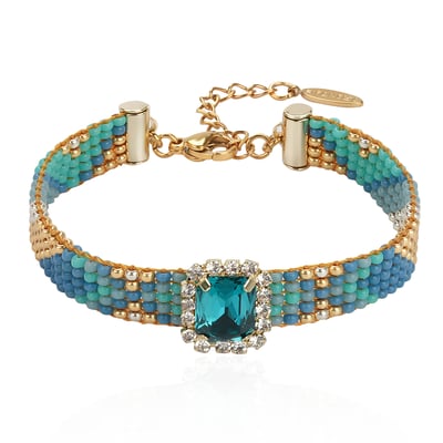 Bracelet réglable perles tissées cabochon central STRIPPY HIPANEMA