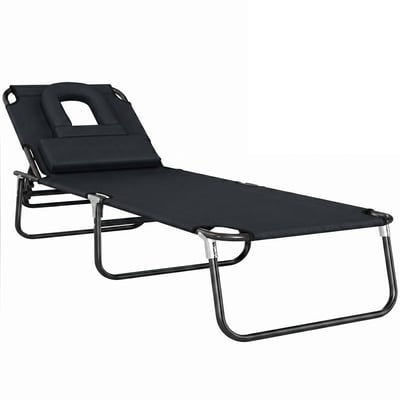 Chaise longue Bois Noir OUTSUNNY