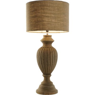 Lampe de table bois sculpté et jute ambiance naturelle RECOLLECTION