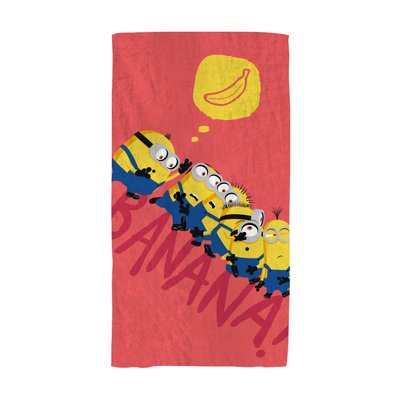 Drap de plage imprimé velours 100% coton, BANANA LES MINIONS