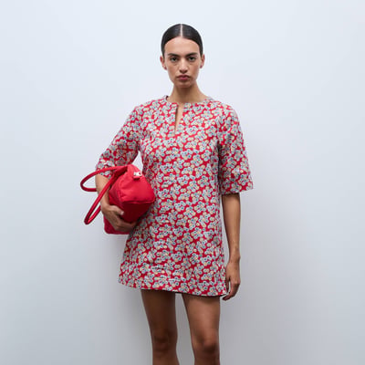 Robe courte imprimée manches courtes en coton MONOPRIX