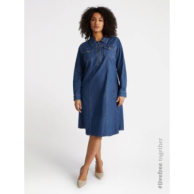 Robe en denim stretch avec col et fermeture éclair sur le devant FIORELLA RUBINO