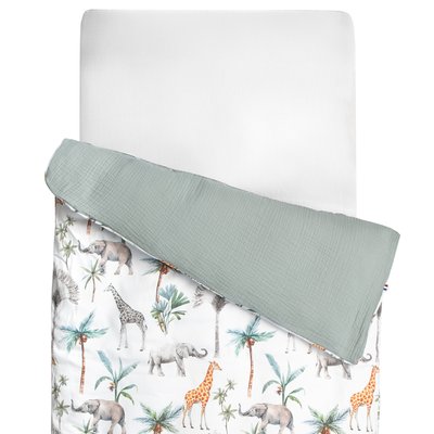 Housse de couette réversible en satin et gaze de coton SAFARI SEVIRA KIDS