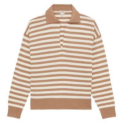 Pull Teo en coton à rayures beiges INES DE LA FRESSANGE PARIS