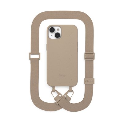 Coque avec cordon iPhone 14 Tour de cou taupe WOODCESSORIES