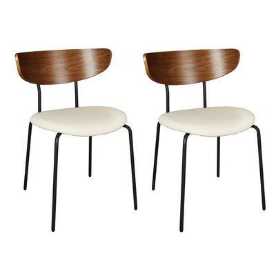 Lot de 2 chaises en bois et velours écru, RIVA NOW'S HOME