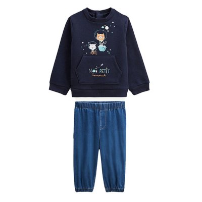 Ensemble bébé sweat-shirt en molleton et pantalon Mon Petit Cosmonaute PETIT BEGUIN