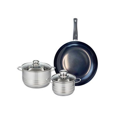 Set de 1 poêle 32 cm et 2 faitouts Prima Brillant ELO