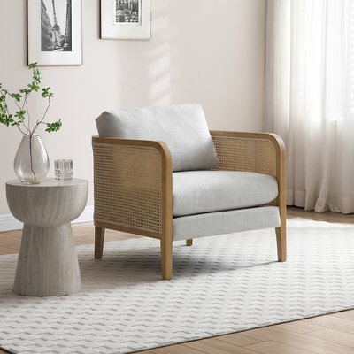 Sadie Linen and Rattan Accent Chair SO'HOME
