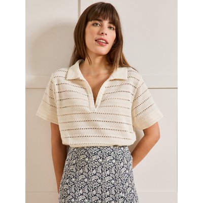 T-shirt col polo maille ajourée CYRILLUS
