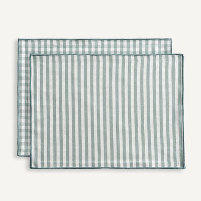 Lot de 2 sets de table, 30% coton recyclé, tissé-teint, SOIZIC LA REDOUTE INTERIEURS