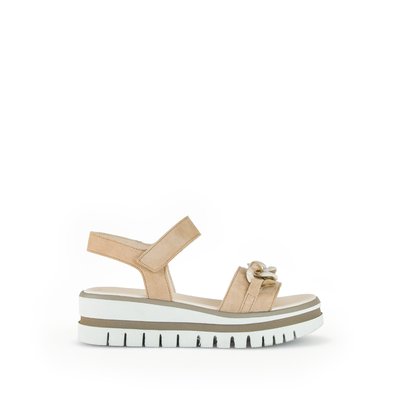 Sandales en cuir velours à talon compensé GABOR