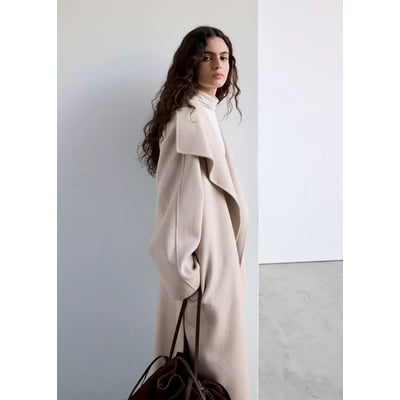 Manteau laine fait à la main ceinture MANGO